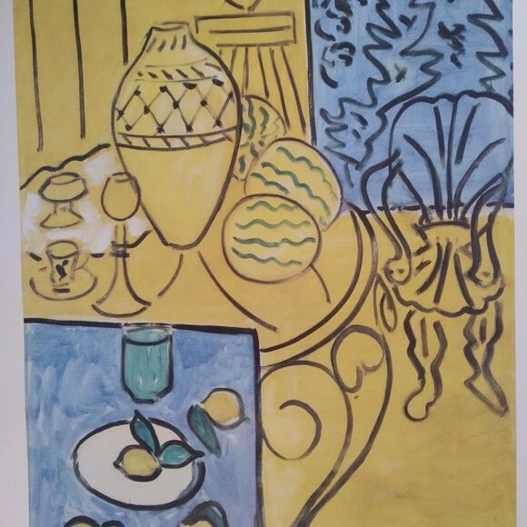 Vintage Henri Matisse Yellow and Blue Interior 1946 Print Lithograph - Picture 1 of 7